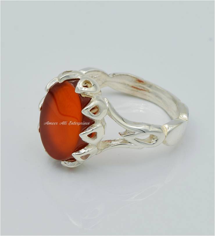 AAE 2318 Chandi Ring 925, Stone: Red Aqeeq