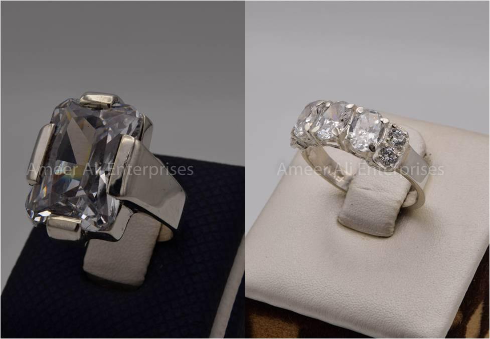 Silver Couple Rings: Pair 78, Stone: Zircon - AmeerAliEnterprises