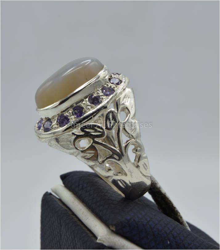 AAE 5929 Chandi Ring 925, Stone: Opal - AmeerAliEnterprises