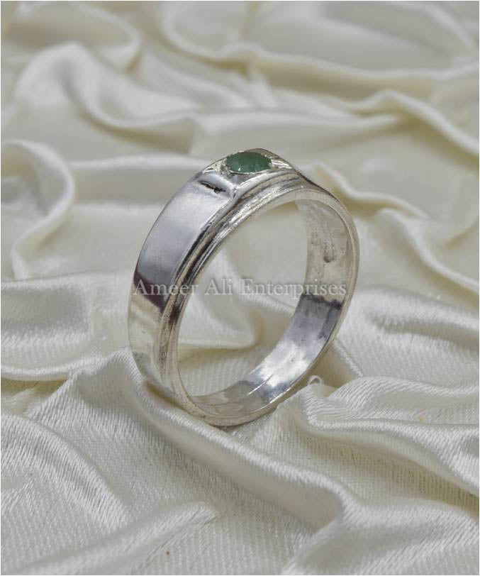 AAE 3515 Chandi Ring 925, Stone Emerald (Zamurd)