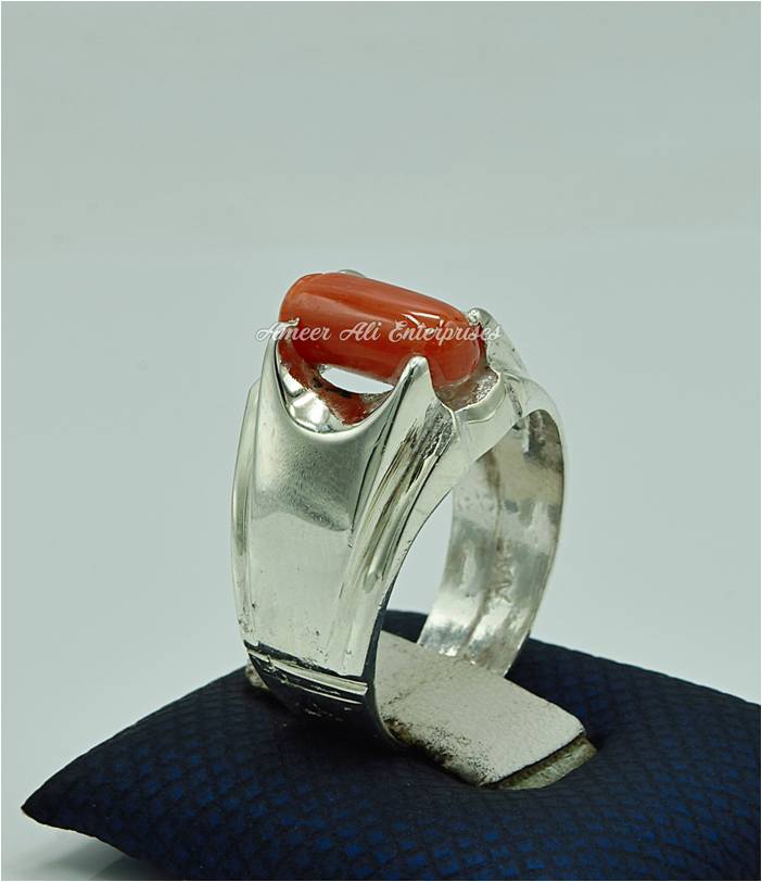 AAE 6842 Chandi Ring 925, Stone: Marjan