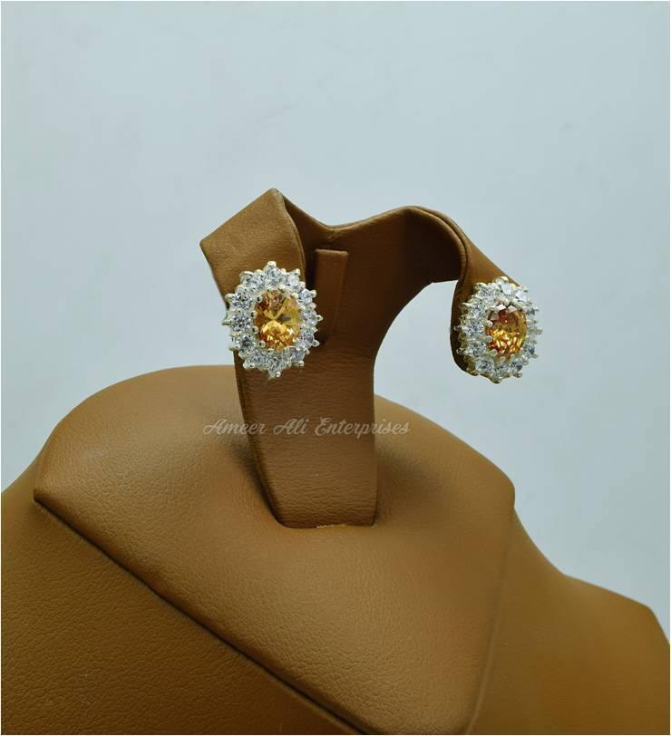 AAE 2476 CHANDI EARRINGS 925, STONE: ZIRCON - AmeerAliEnterprises