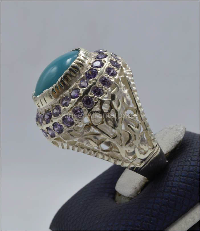AAE 3413 Chandi Ring 925, Stone: Feroza (Turquoise)