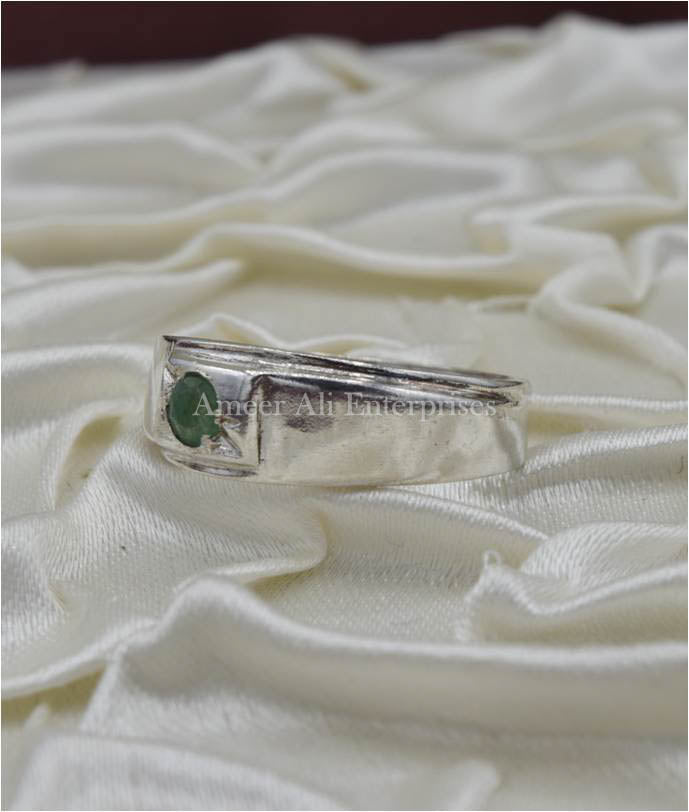 AAE 3515 Chandi Ring 925, Stone Emerald (Zamurd)