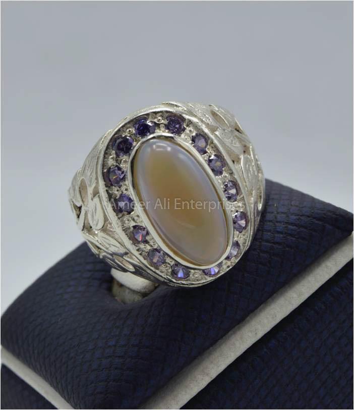 AAE 5929 Chandi Ring 925, Stone: Opal - AmeerAliEnterprises