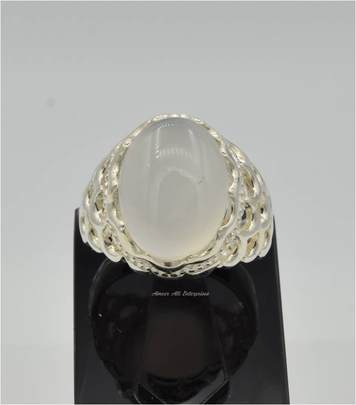 AAE 6257 Chandi Ring 925, Stone: Dur e Najaf