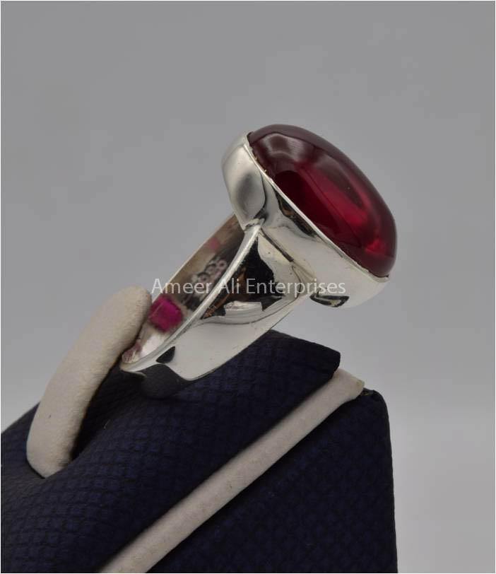 AAE 2203 Chandi Ring 925, Stone: Irani Poota Yaqoot (Anari Yaqoot) - AmeerAliEnterprises
