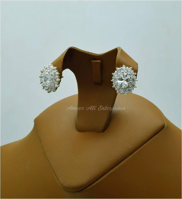 AAE 2477 CHANDI EARRINGS 925, STONE: ZIRCON - AmeerAliEnterprises