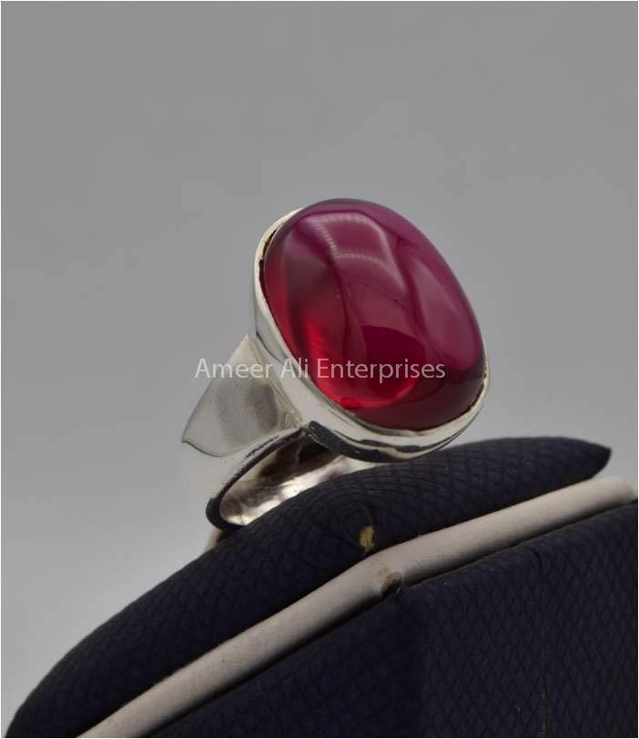 AAE 2203 Chandi Ring 925, Stone: Irani Poota Yaqoot (Anari Yaqoot) - AmeerAliEnterprises