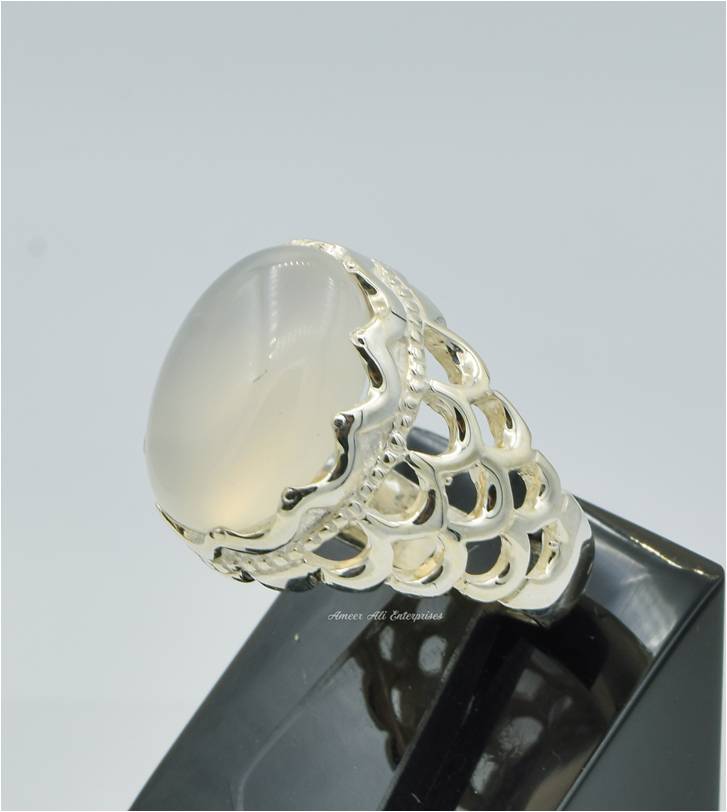 AAE 6257 Chandi Ring 925, Stone: Dur e Najaf