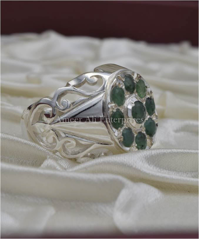 AAE 3921 Chandi Ring 925, Stone Emerald (Zamurd)