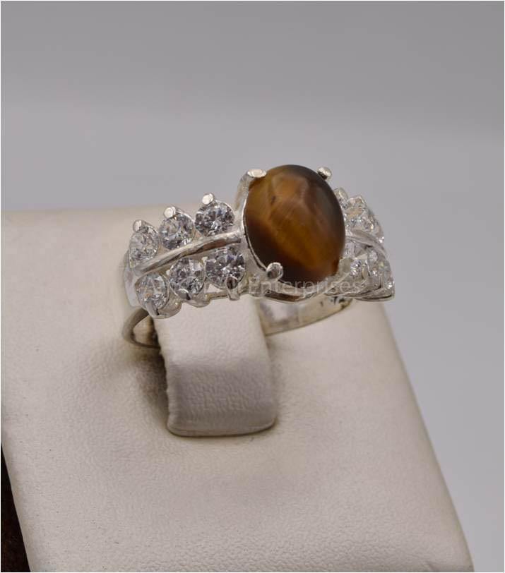 AAE 2496 Chandi Ring 925, Stone: Tiger's Eye - AmeerAliEnterprises