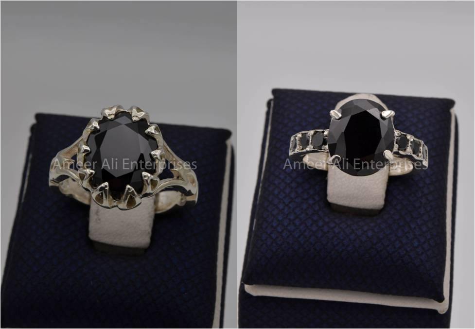 Silver Couple Rings: Pair 116, Stone: Zircon - AmeerAliEnterprises