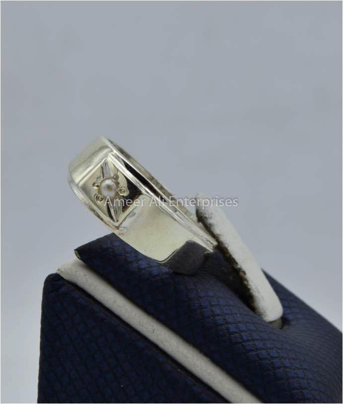 AAE 9810 Chandi Ring 925, Stone Pearl - AmeerAliEnterprises