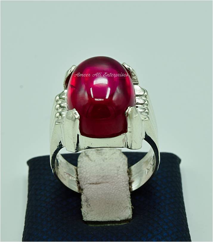 AAE 6865 Chandi Ring 925, Stone: Irani Poota Yaqoot