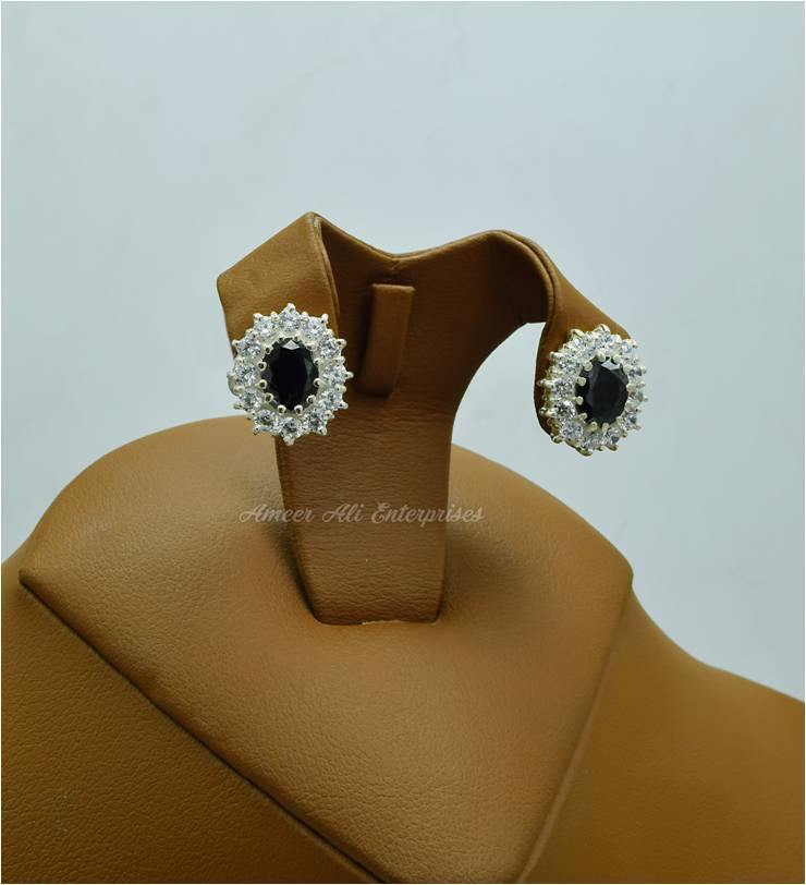 AAE 2470 CHANDI EARRINGS 925, STONE: ZIRCON - AmeerAliEnterprises