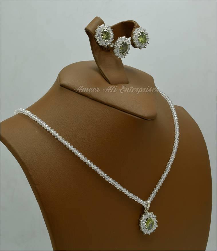 AAE 6105 CHANDI SET 925, STONE: ZIRCON - AmeerAliEnterprises