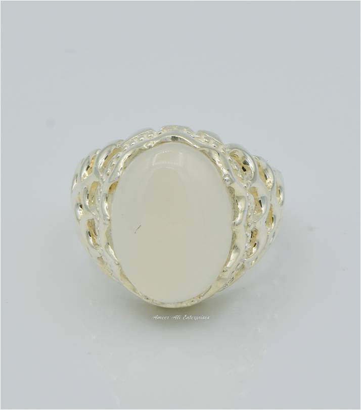 AAE 6257 Chandi Ring 925, Stone: Dur e Najaf