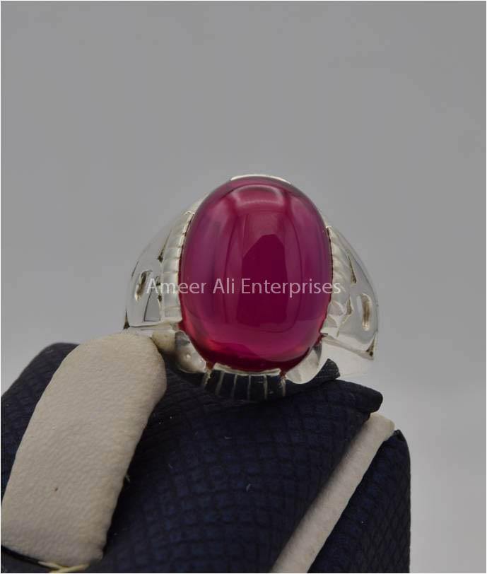 AAE 2204 Chandi Ring 925, Stone: Irani Poota Yaqoot (Anari Yaqoot) - AmeerAliEnterprises
