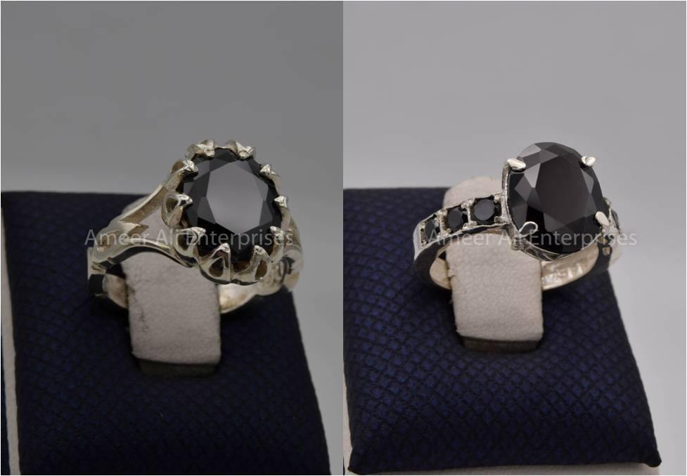 Silver Couple Rings: Pair 116, Stone: Zircon - AmeerAliEnterprises