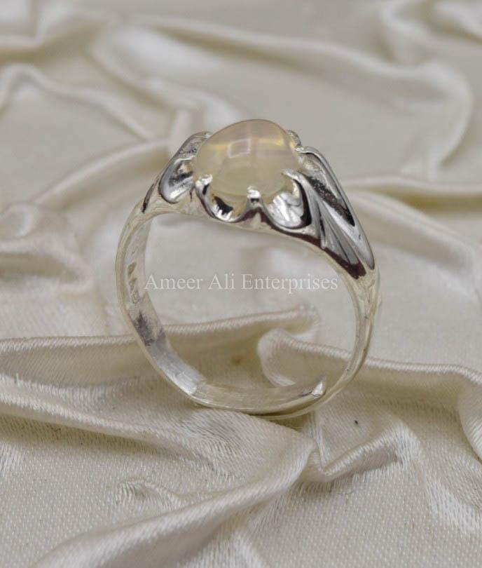 AAE 0326 Chandi Ring 925, Stone Opal (White) - AmeerAliEnterprises