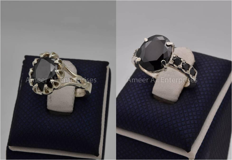 Silver Couple Rings: Pair 116, Stone: Zircon - AmeerAliEnterprises