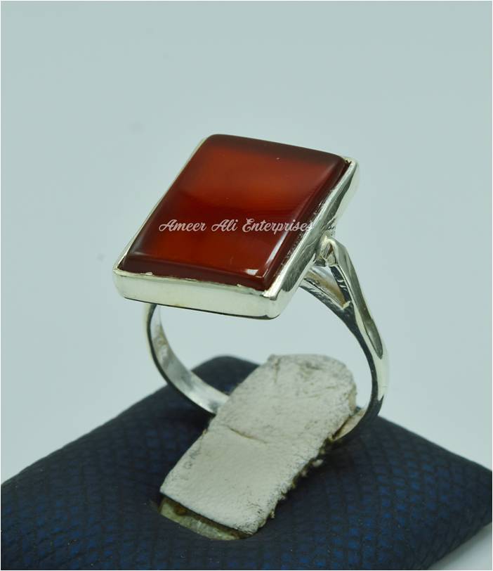 AAE 6819 Chandi Ring 925, Stone: Red Aqeeq