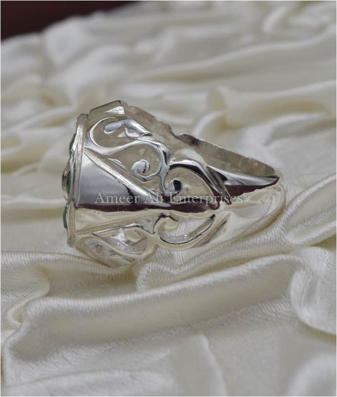 AAE 3921 Chandi Ring 925, Stone Emerald (Zamurd)