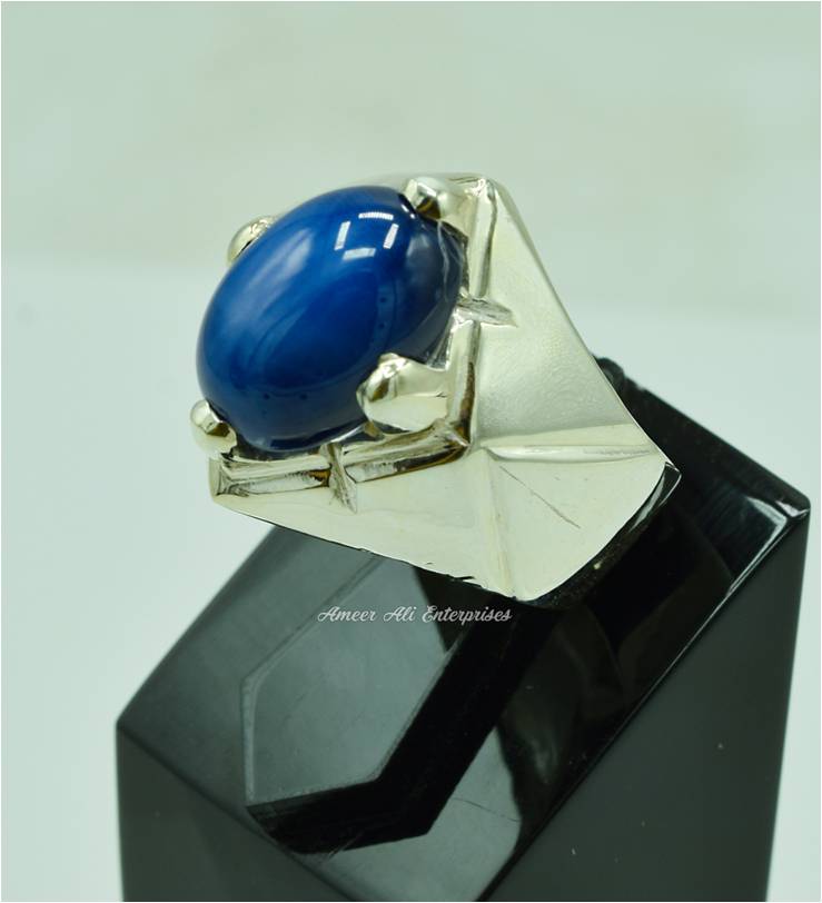 AAE 6552 Chandi Ring 925, Stone: Neelam Star