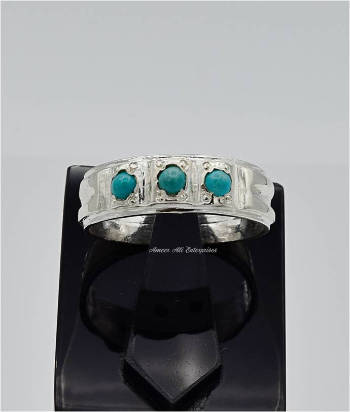 AAE 6578 Chandi Ring 925, Stone: Feroza (Turquoise)