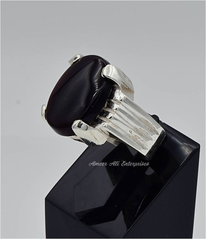 AAE 6563 Chandi Ring 925, Stone: Yamni Aqeeq