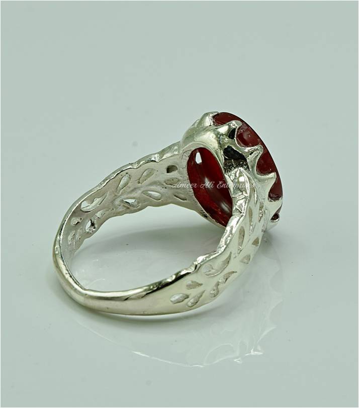 AAE 1214 Chandi Ring 925, Stone: Red Aqeeq