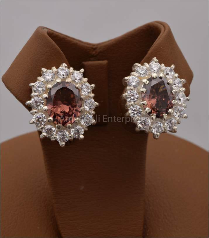 AAE 2475 CHANDI EARRINGS 925, STONE: ZIRCON - AmeerAliEnterprises