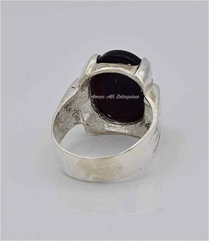 AAE 6563 Chandi Ring 925, Stone: Yamni Aqeeq