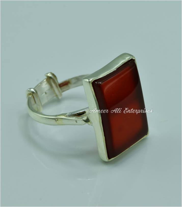 AAE 6819 Chandi Ring 925, Stone: Red Aqeeq
