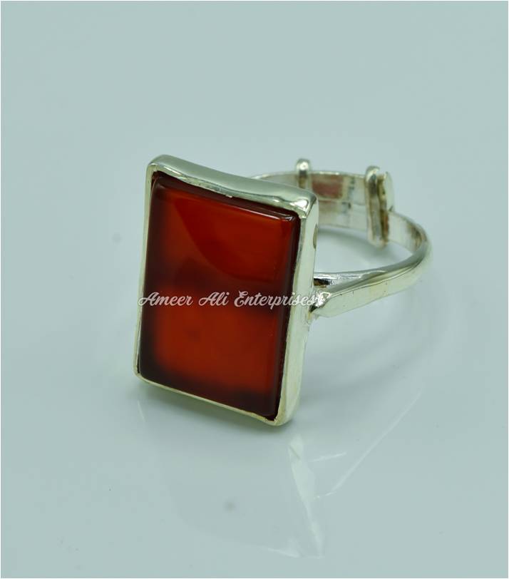 AAE 6819 Chandi Ring 925, Stone: Red Aqeeq
