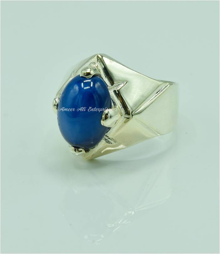 AAE 6552 Chandi Ring 925, Stone: Neelam Star