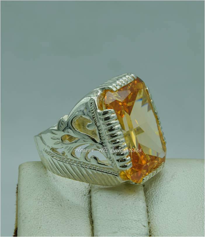 AAE 1824 Chandi Ring 925, Stone: Zircon - AmeerAliEnterprises
