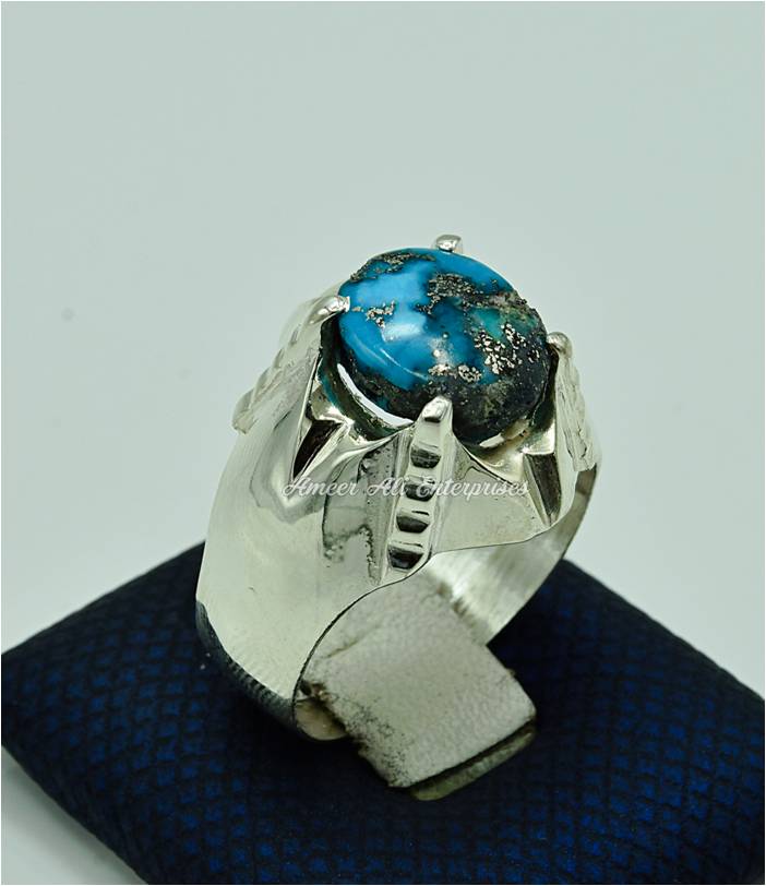 AAE 6845 Chandi Ring 925, Stone: Shajri Feroza