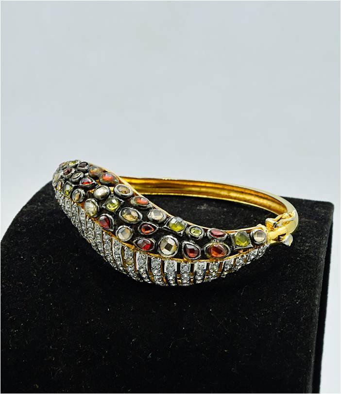 AAE 6197 Chandi Bracelet 925, Stone: Zircon (Gold Platted) - AmeerAliEnterprises