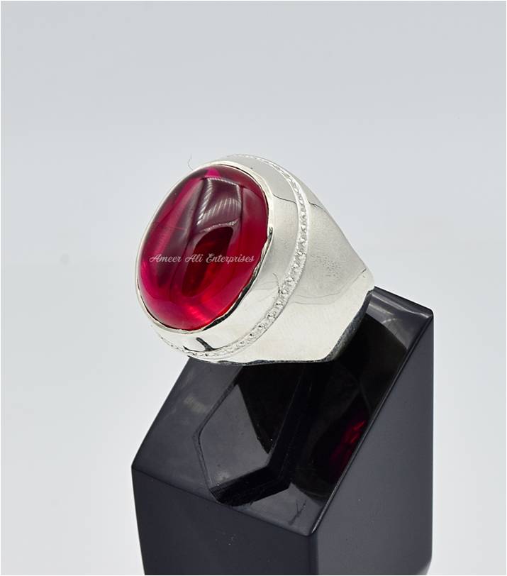 AAE 6620 Chandi Ring 925, Stone: Irani Poota Yaqoot