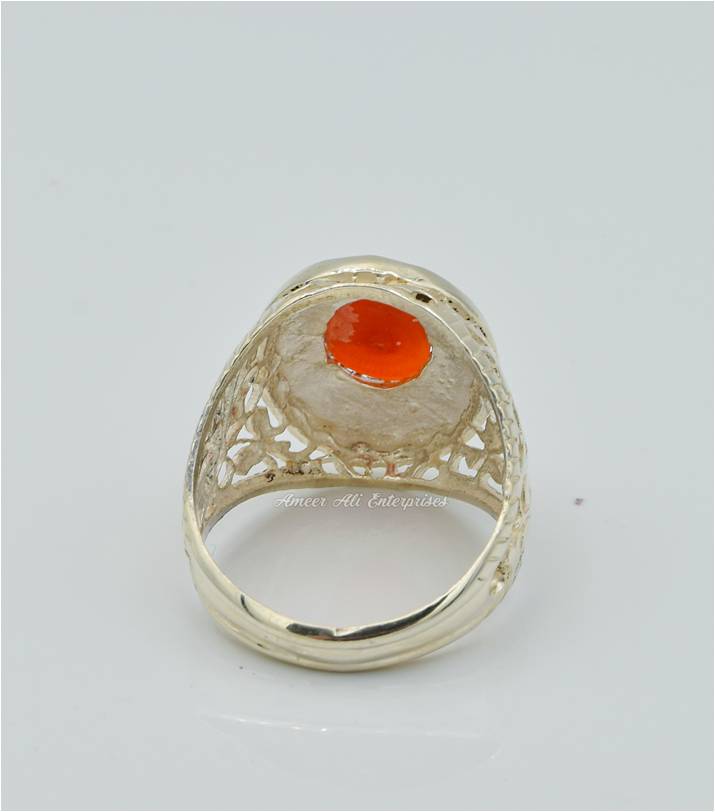 AAE 4430 Chandi Ring 925, Stone: Marjan (Coral)