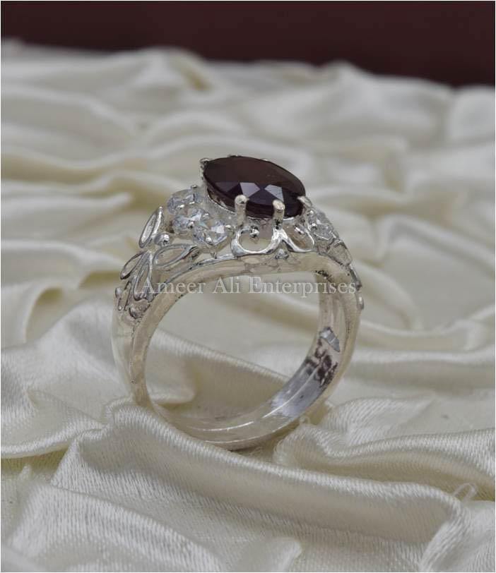 AAE 1136 Chandi Ring 925, Stone: Ruby (Yaqoot) - AmeerAliEnterprises