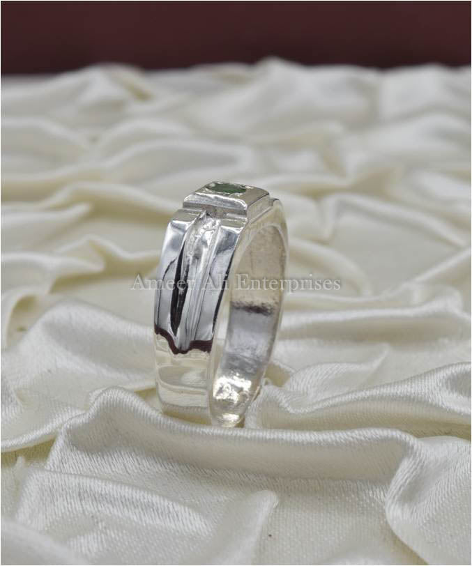 AAE 3514 Chandi Ring 925, Stone Emerald (Zamurd)