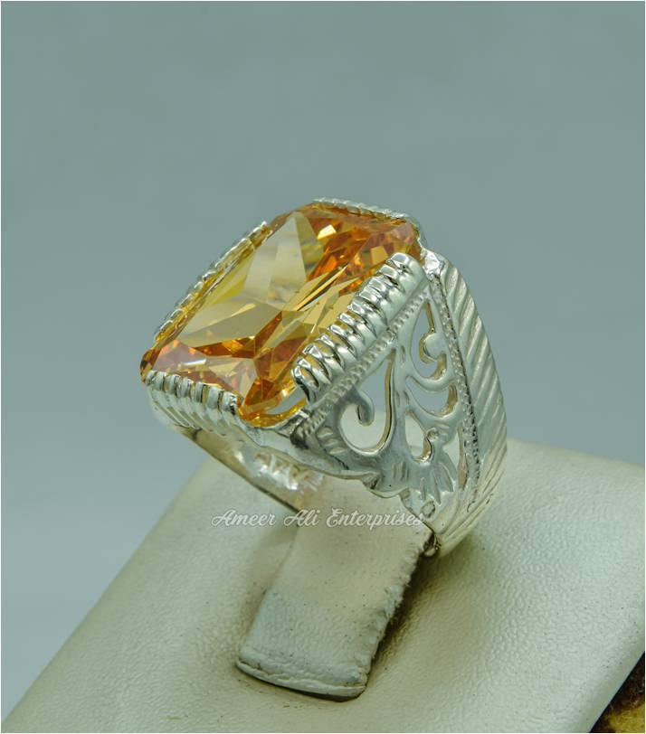 AAE 1824 Chandi Ring 925, Stone: Zircon - AmeerAliEnterprises