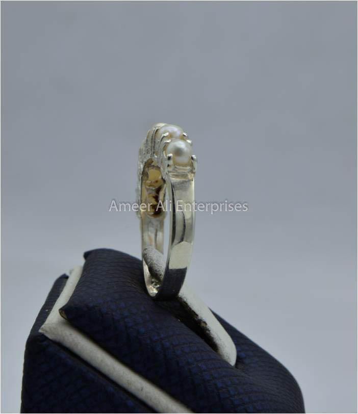 AAE 1577 Chandi Ring 925, Stone Pearl - AmeerAliEnterprises