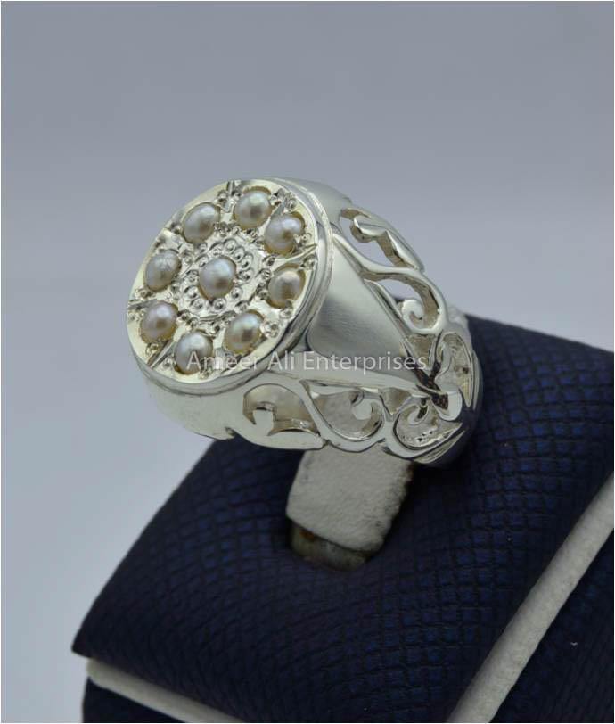 AAE 5802 Chandi Ring 925, Stone Pearl - AmeerAliEnterprises