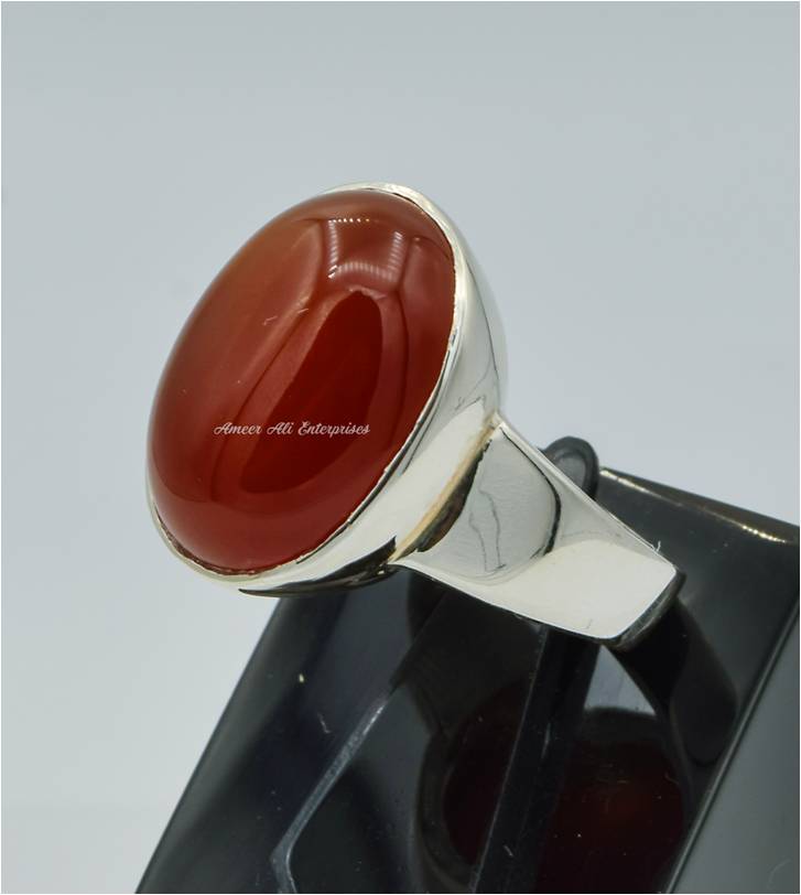 AAE 4381 Chandi Ring 925, Stone: Red Aqeeq
