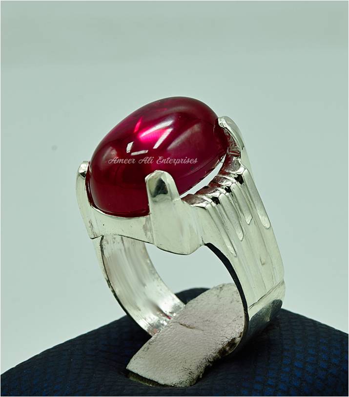 AAE 6865 Chandi Ring 925, Stone: Irani Poota Yaqoot