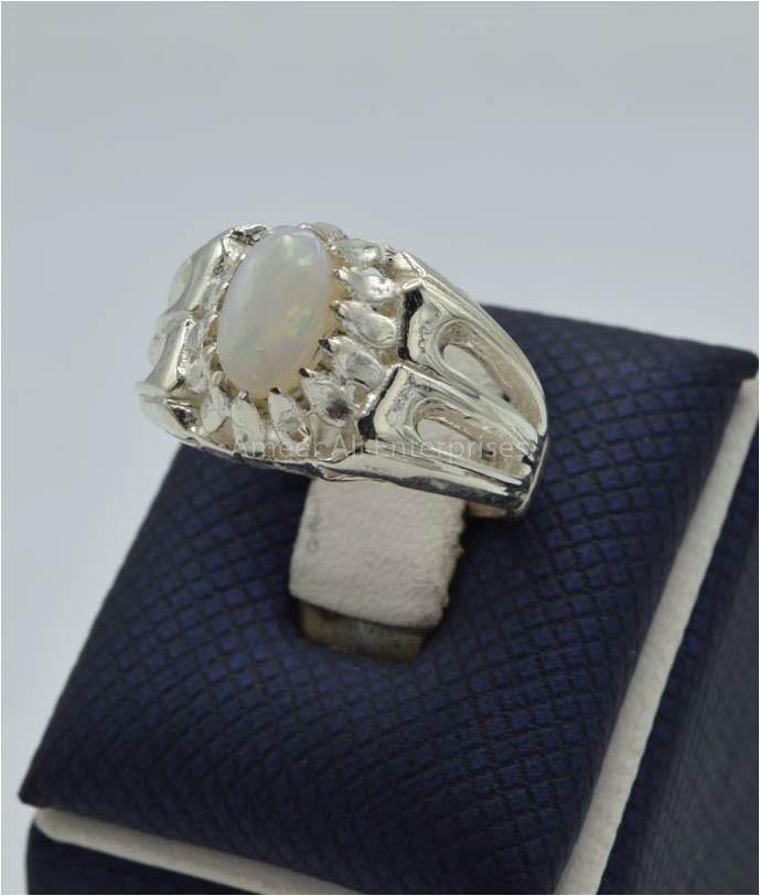 AAE 5927 Chandi Ring 925, Stone: Opal - AmeerAliEnterprises